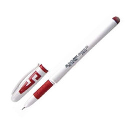 Ручка гелева, 0,5мм., BM8340-03,//801 корпус білий, з гум.грипом, чорнила червоні
