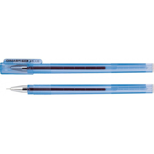 Ручка гелева, 0,5мм., E11913-02, прозора, PIRAMID, чорнила сині